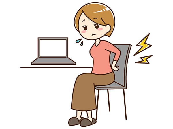 腰痛のデスクワーク女性イラスト