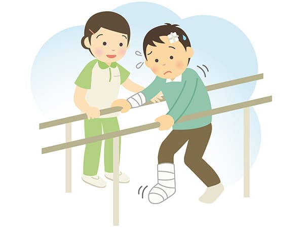 リハビリ中の男性イラスト