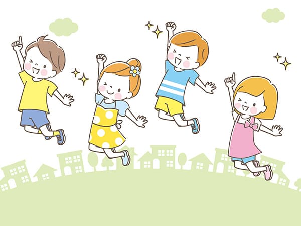 ジャンプする子どもたち